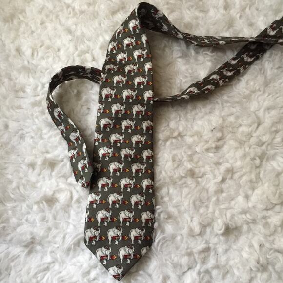 Brooks Brothers Elephants Printed All Silk Tie.-CA5 - Picture 6 of 9